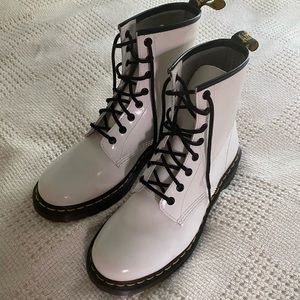 Dr Martens 1460 white patent leather lace up combat boots US 10 EU42